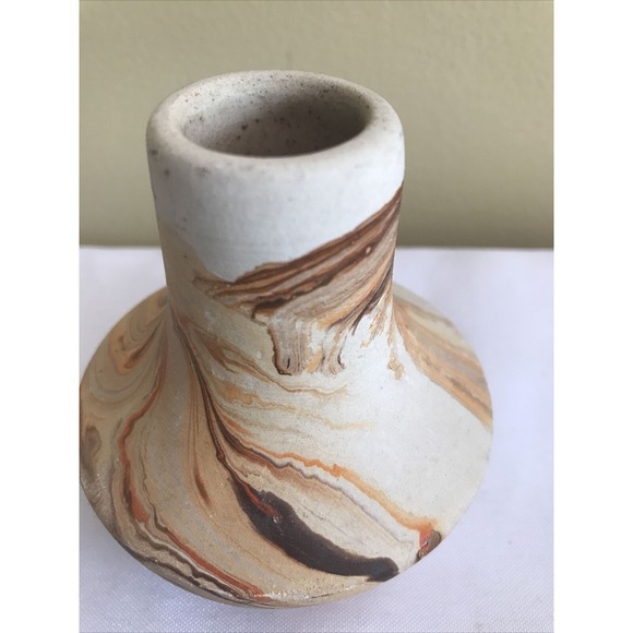 Nemadji Pottery Art Pottery‎ Bud Vase multi swirl signed - Picture 2 of 9